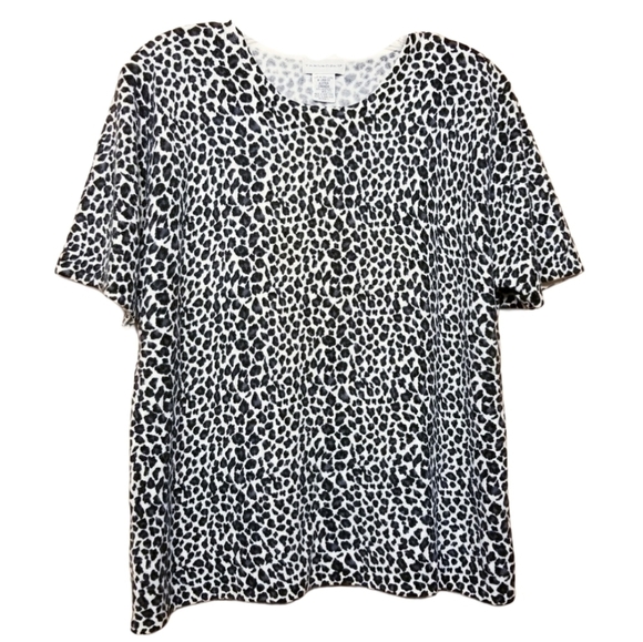 Yarnworks | Women's Vintage Animal Print Short Sleeve Sweater (Size XL) - Picture 1 of 9